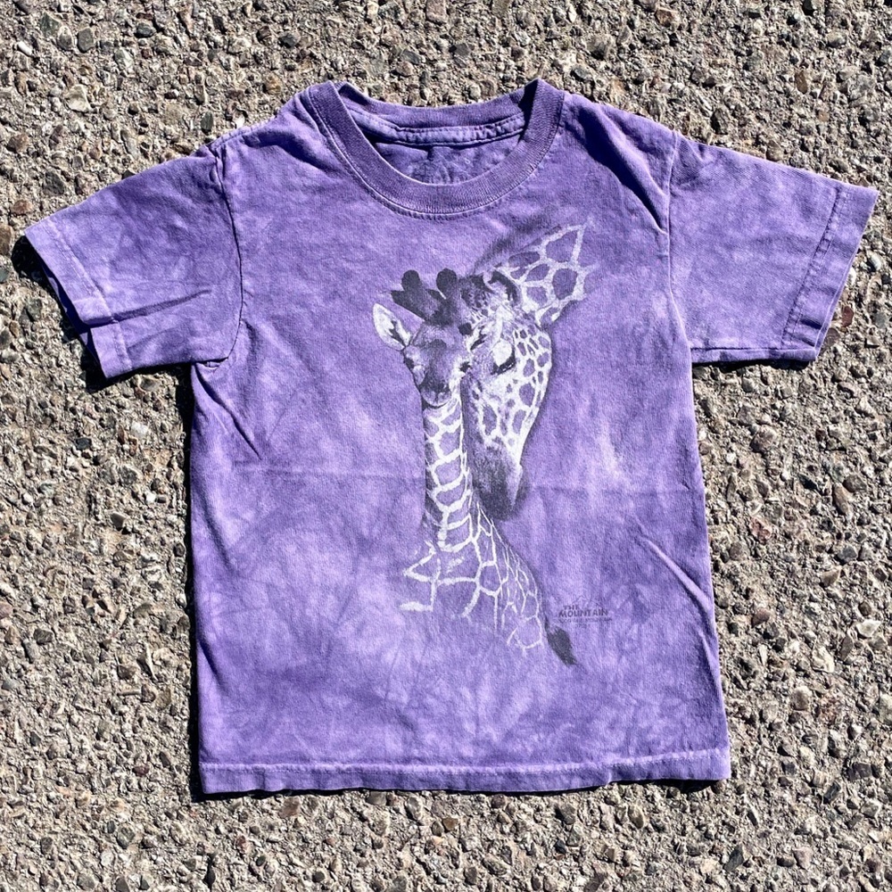 Vtg 2009 Giraffe Baby Mom The Mountain Tie Dye T-Shirt Youth Size S 13x17.25